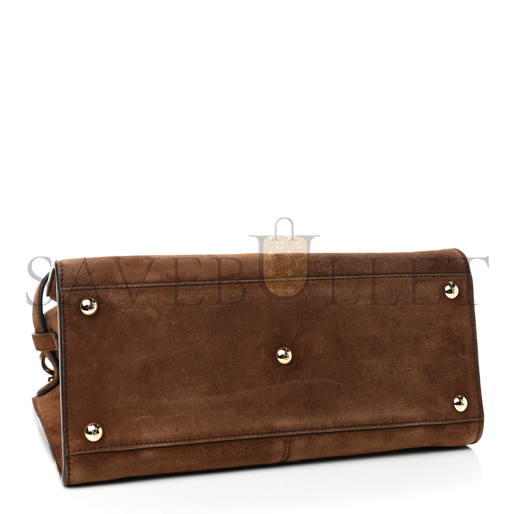 F**di camoscio glazed fabric ff 1974 medium peekaboo x-lite marrone mogano panna 852479 (29*25*15cm)